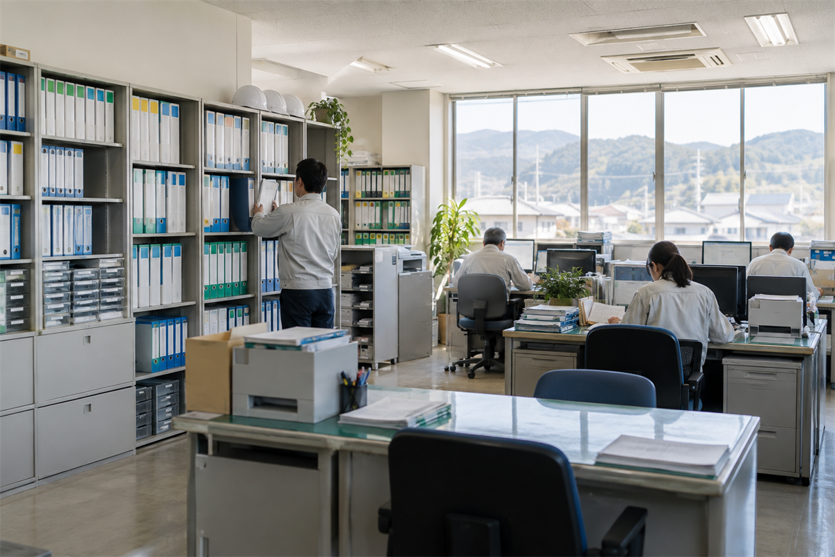 電気工事の帳簿を営業所単位で整理した事務所