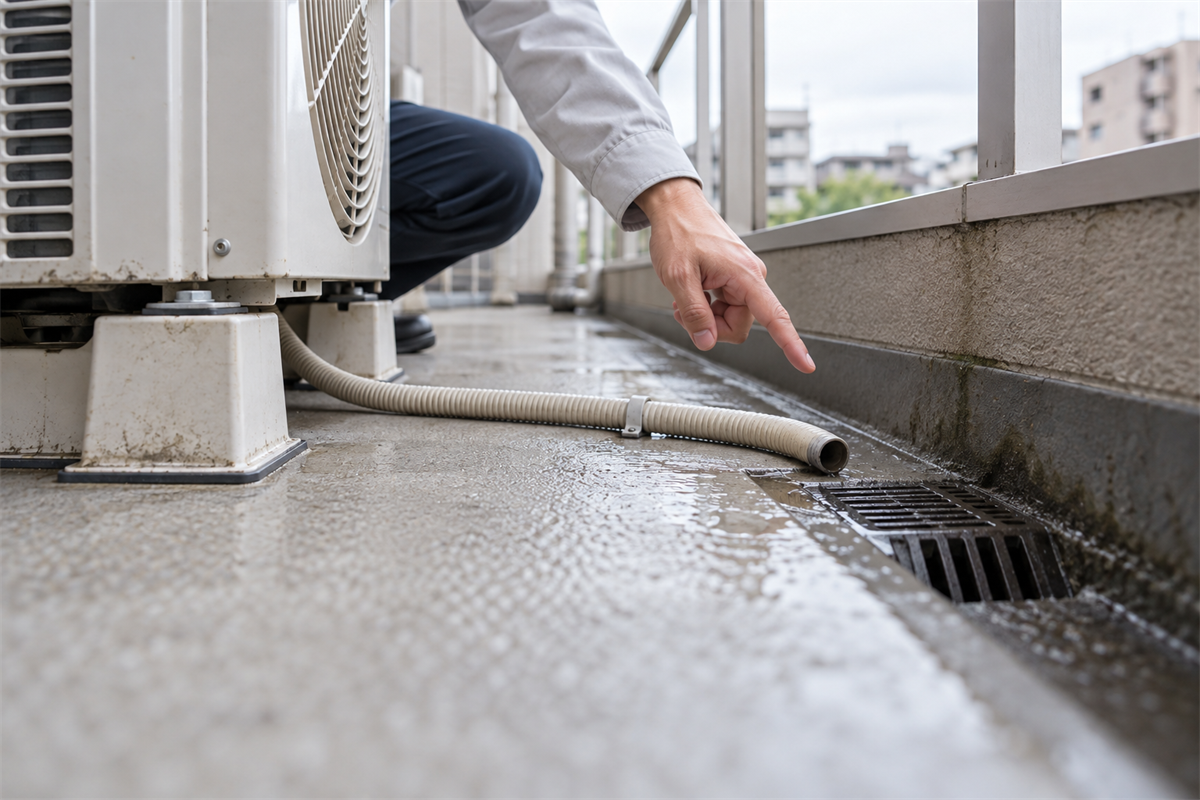 室外機から排水先までの排水経路