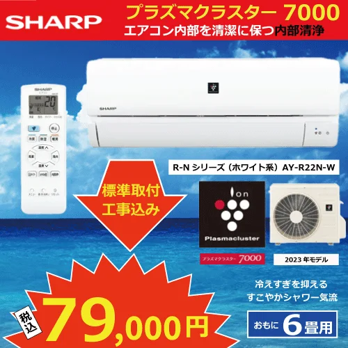 シャープ エアコン プラズマクラスター R-Nシリーズ AY-R22N-W 6畳用