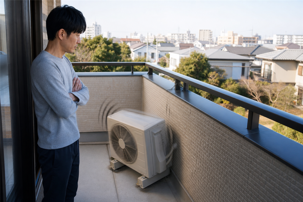 室外機の音が急に大きくなった。ブーン・ガタガタ音を確かめる順番