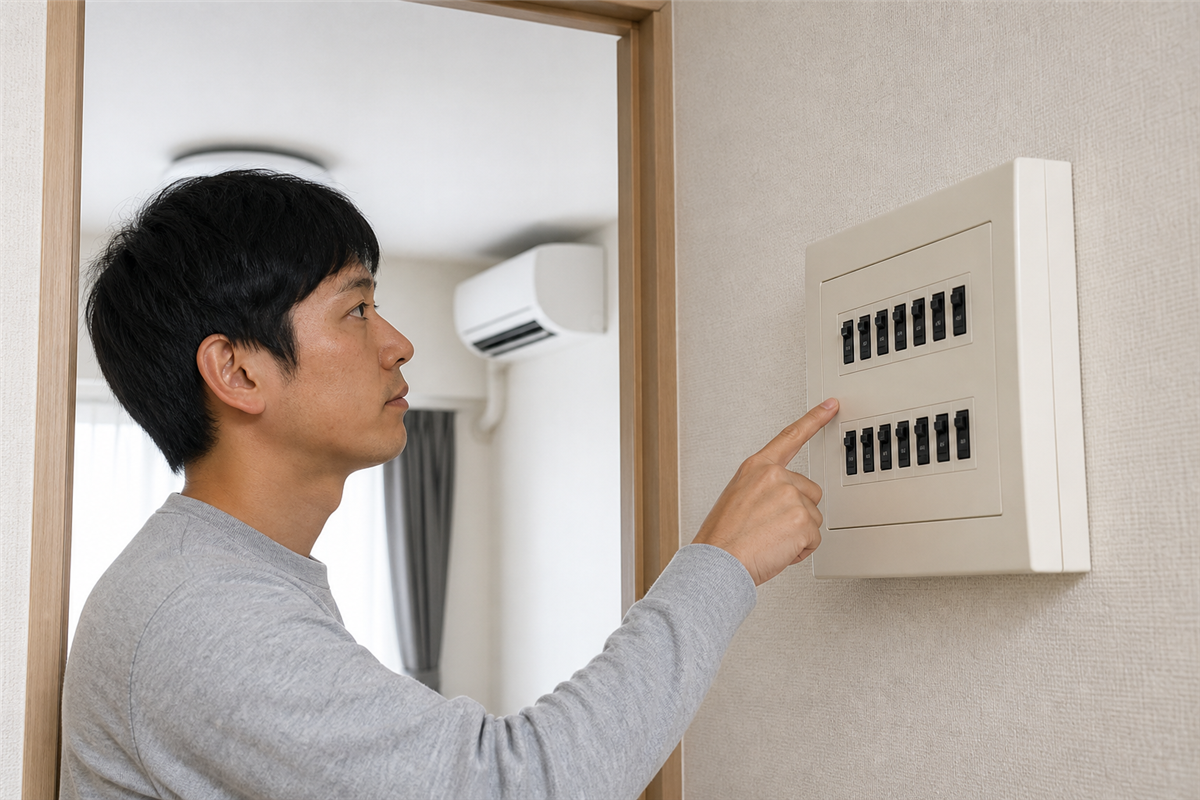 ブレーカーと電源プラグを見る