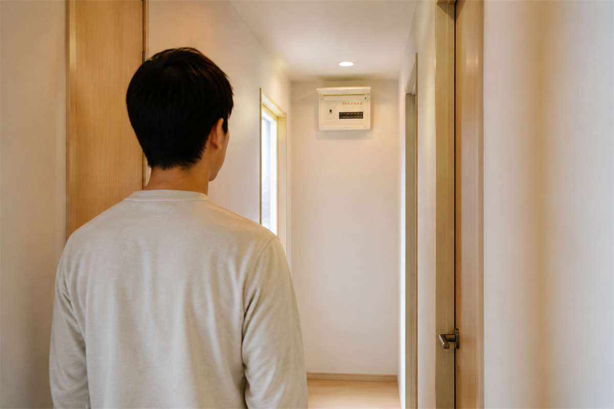 分電盤に触れず離れた位置から状態を確認する住人