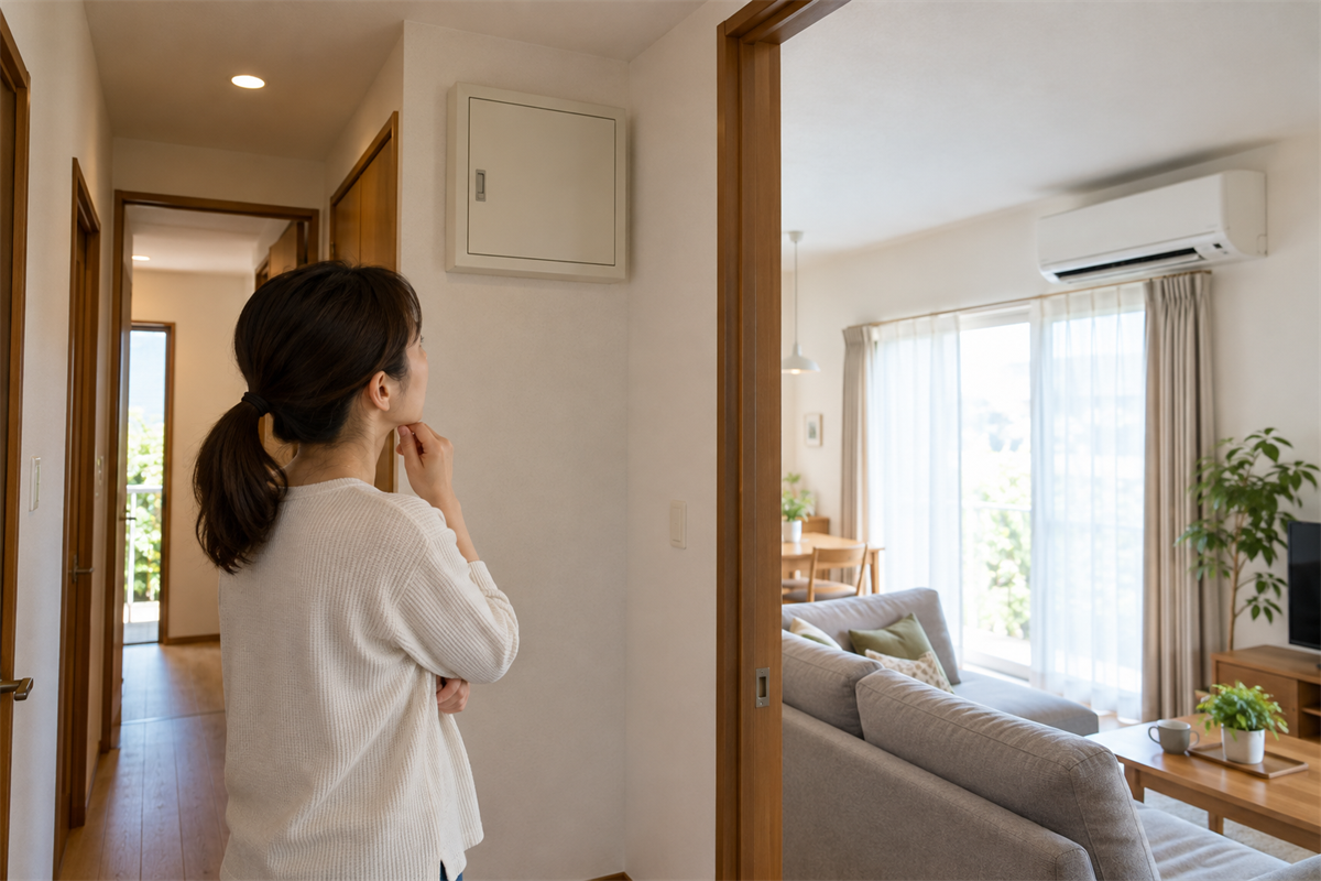 停電やブレーカーの履歴を確認する住宅内の様子